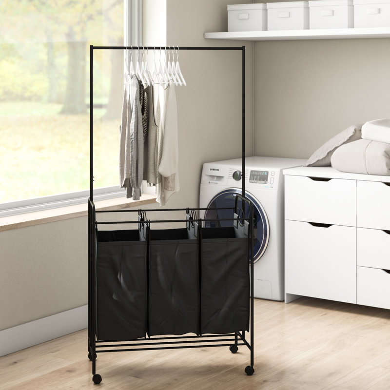 Dotted Line™ 3 Bag Heavy Duty Divided Laundry Hamper Sorter Cart with